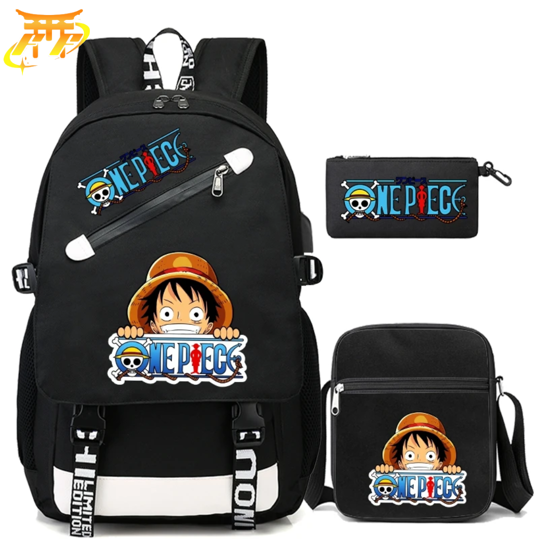 Logo Rucksack mit Federmäppchen und Tasche  - One Piece™