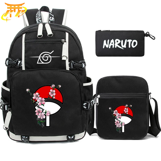 Uchiwa Rucksack mit Federmäppchen und Tasche - Naruto Shippuden™