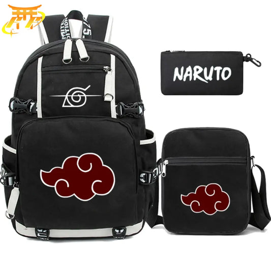 Akatsuki Rucksack mit Federmäppchen und Tasche - Naruto