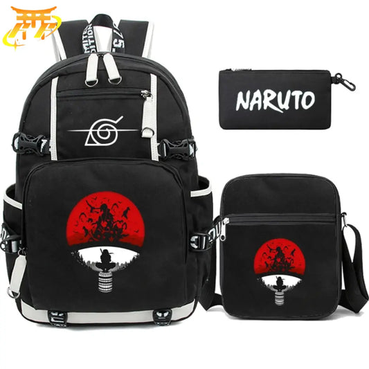 Itachi Uchiwa Rucksack mit Federmäppchen und Tasche