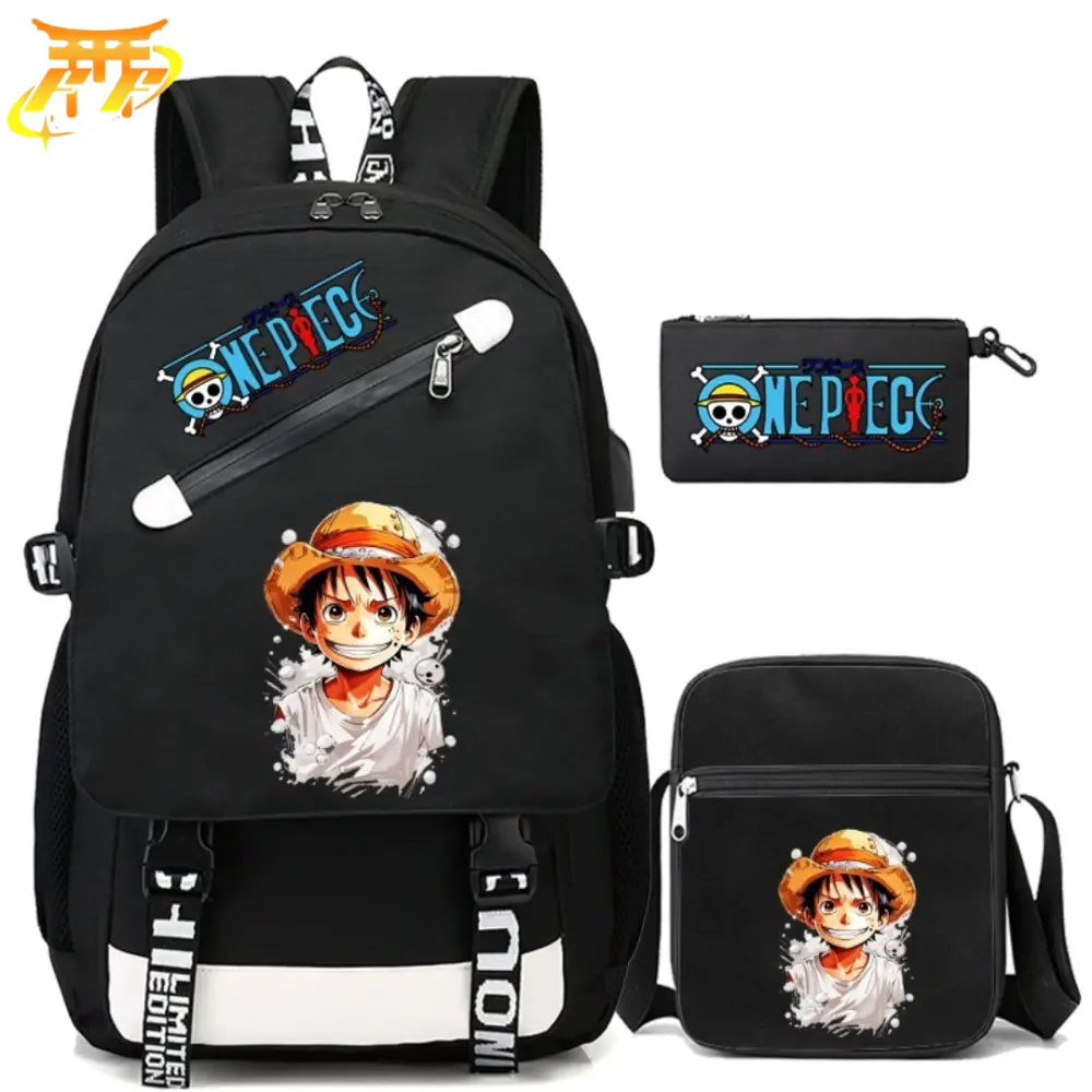 Luffy Rucksack mit Federmäppchen und Tasche - One Piece™