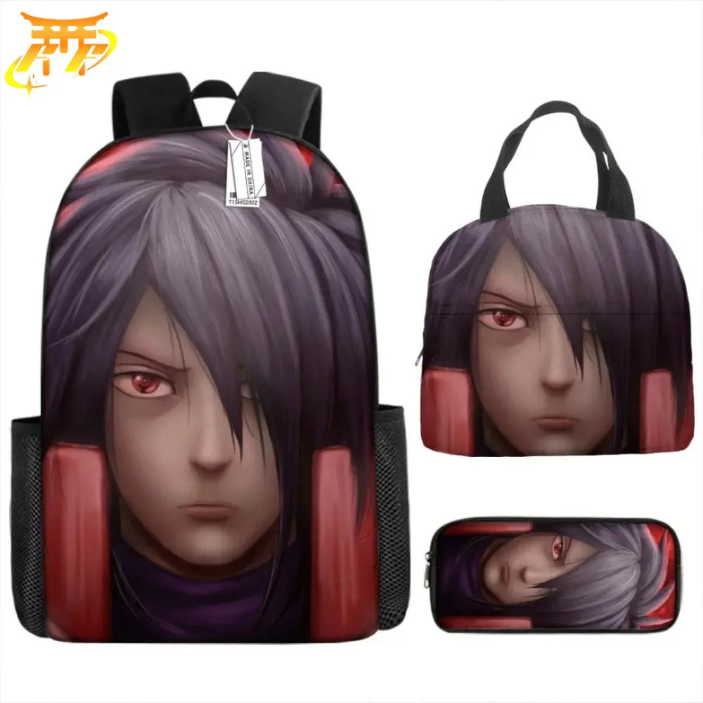 Madara Uchiha Rucksack mit Federmäppchen und Tasche