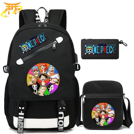 Mugiwara Rucksack mit Federmäppchen und Tasche - One Piece™