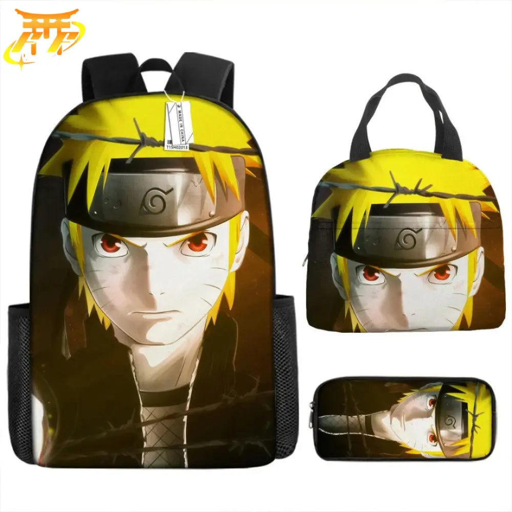 Naruto Shunin Rucksack mit Federmäppchen und Tasche