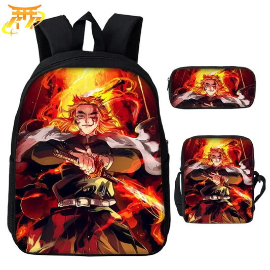 Rengoku Rucksack mit Federmäppchen und Tasche - Demon