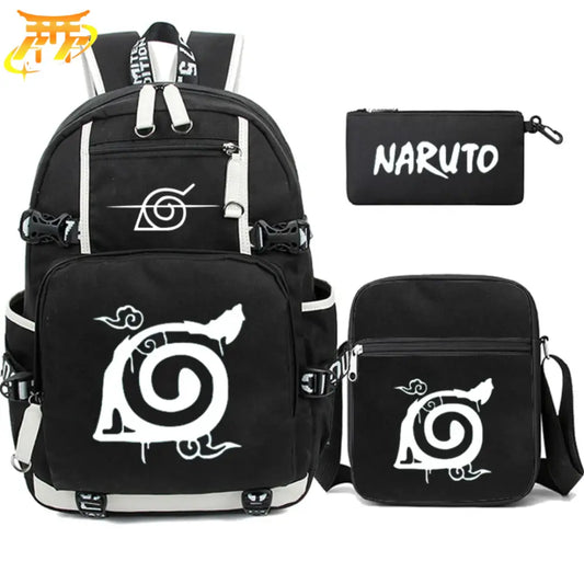 Symbol von Konoha Rucksack mit Federmäppchen und Tasche