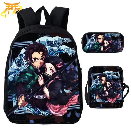 Tanjiro & Nezuko Rucksack mit Federmäppchen und Tasche