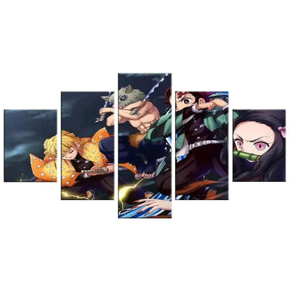 Tanjiro- Nezuko- Zenitsu- und Inosuke-Gemälde – Demon