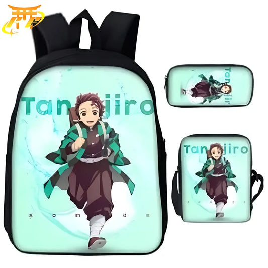 Tanjiro Rucksack mit Federmäppchen und Tasche - Demon