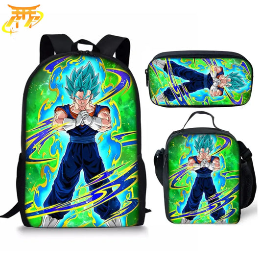 Vegeto SSJ Blau Rucksack mit Federmäppchen und Tasche